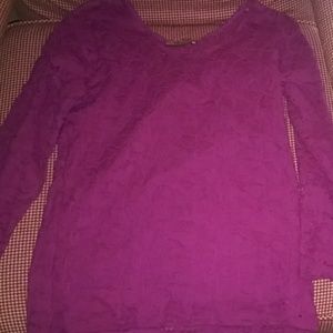 Peck & Peck lilac lined stretch knit top 3/4 sleev